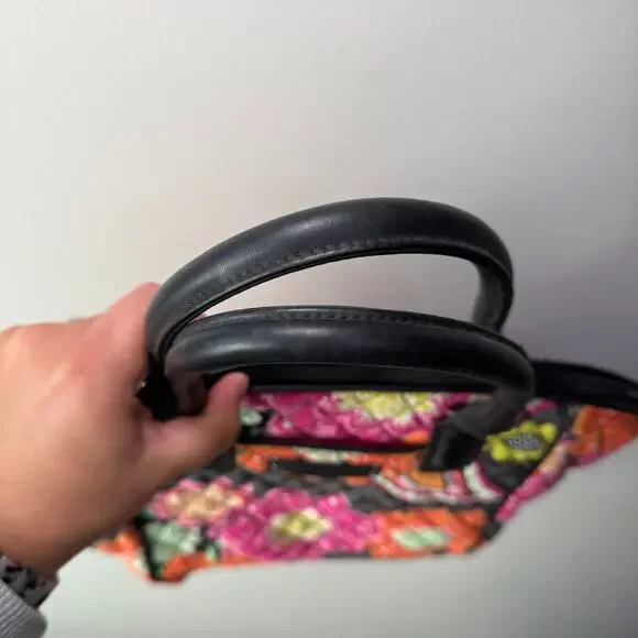 Vintage Vera Bradley Ziggy Zinnia Floral Print Leather Handle Shoulder Bag Purse - Picture 5 of 9